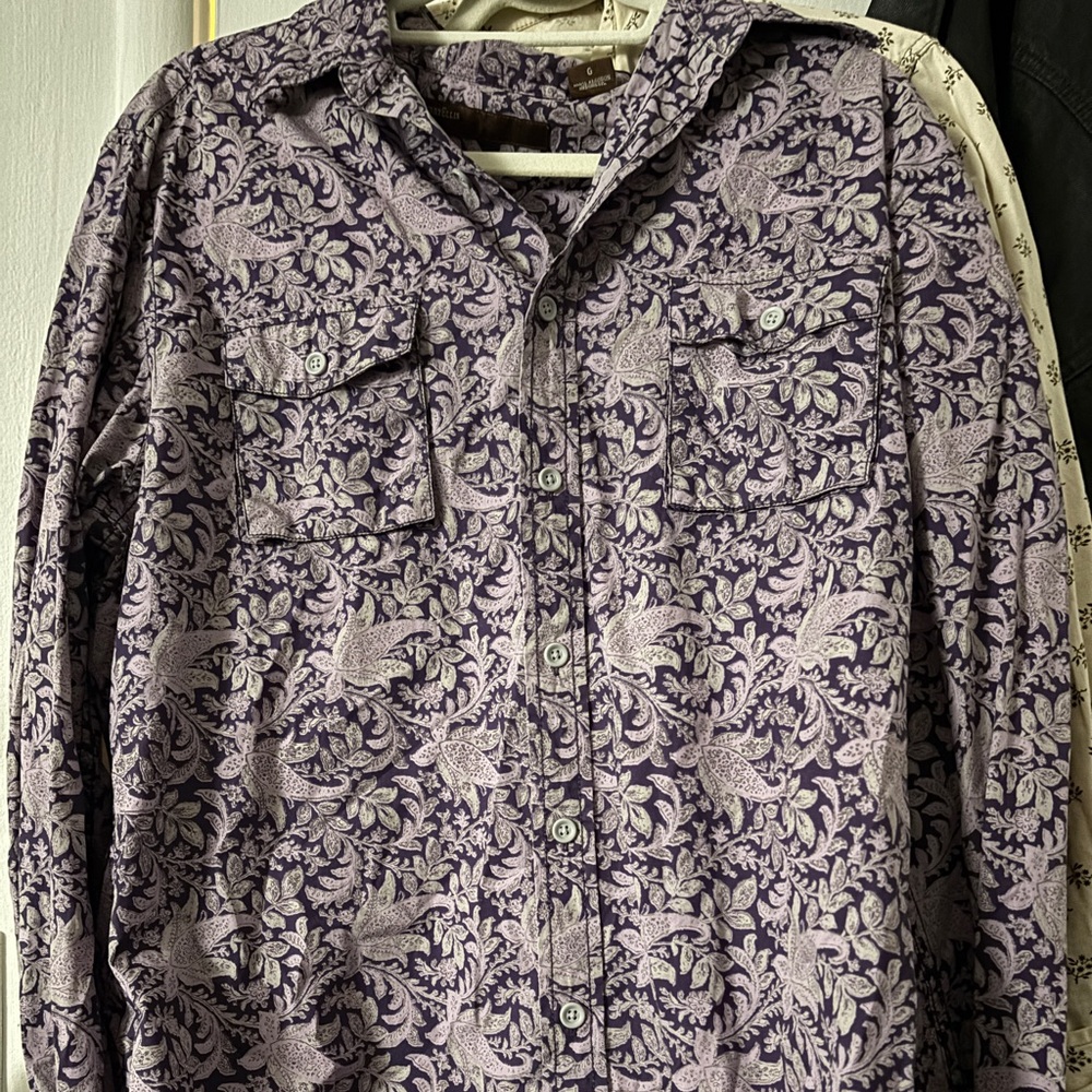 Perry Ellis Dark Purple Botanical Shirt